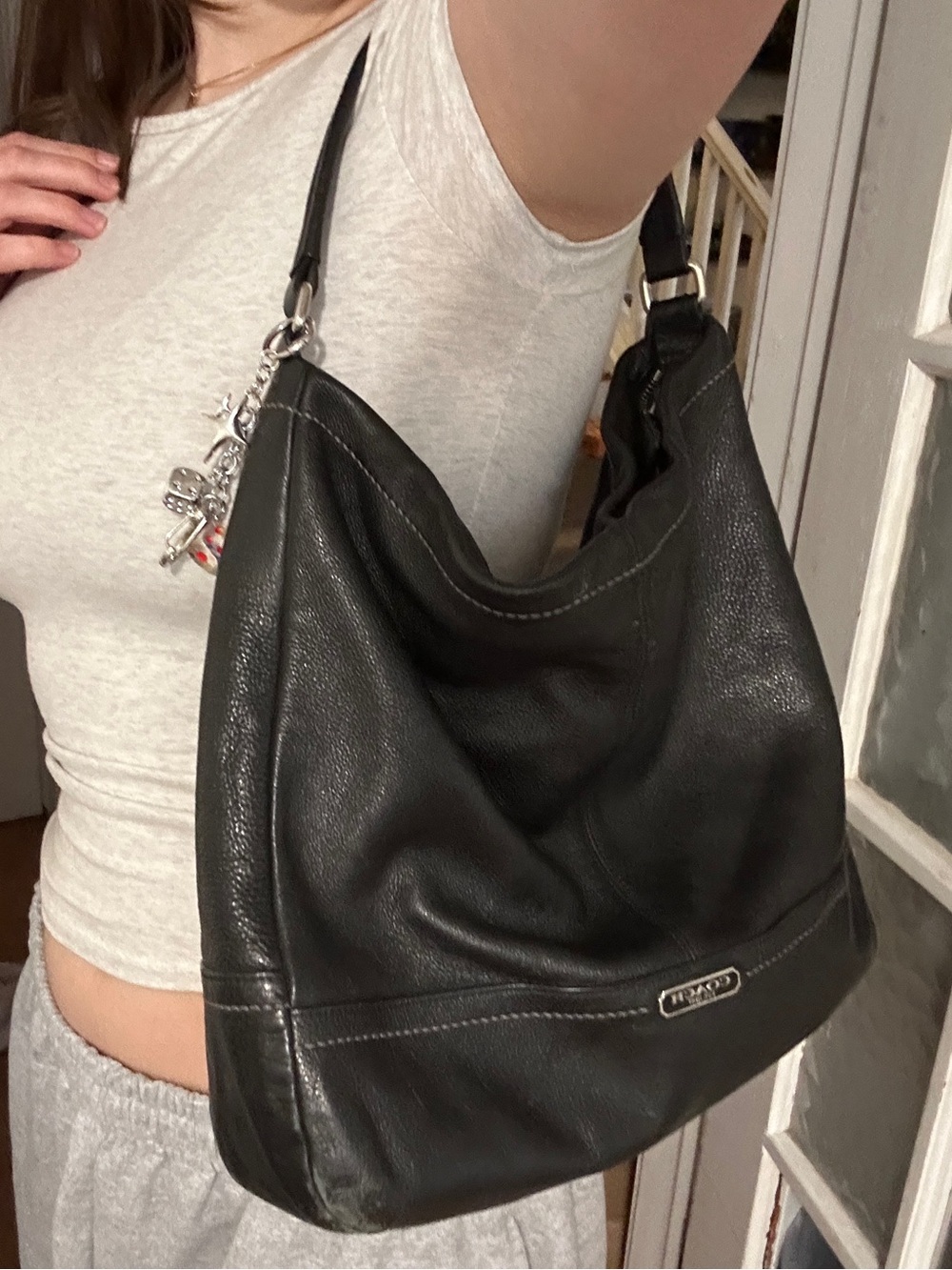 Coach Black Pebbled Leather Shoulder Hobo Bag